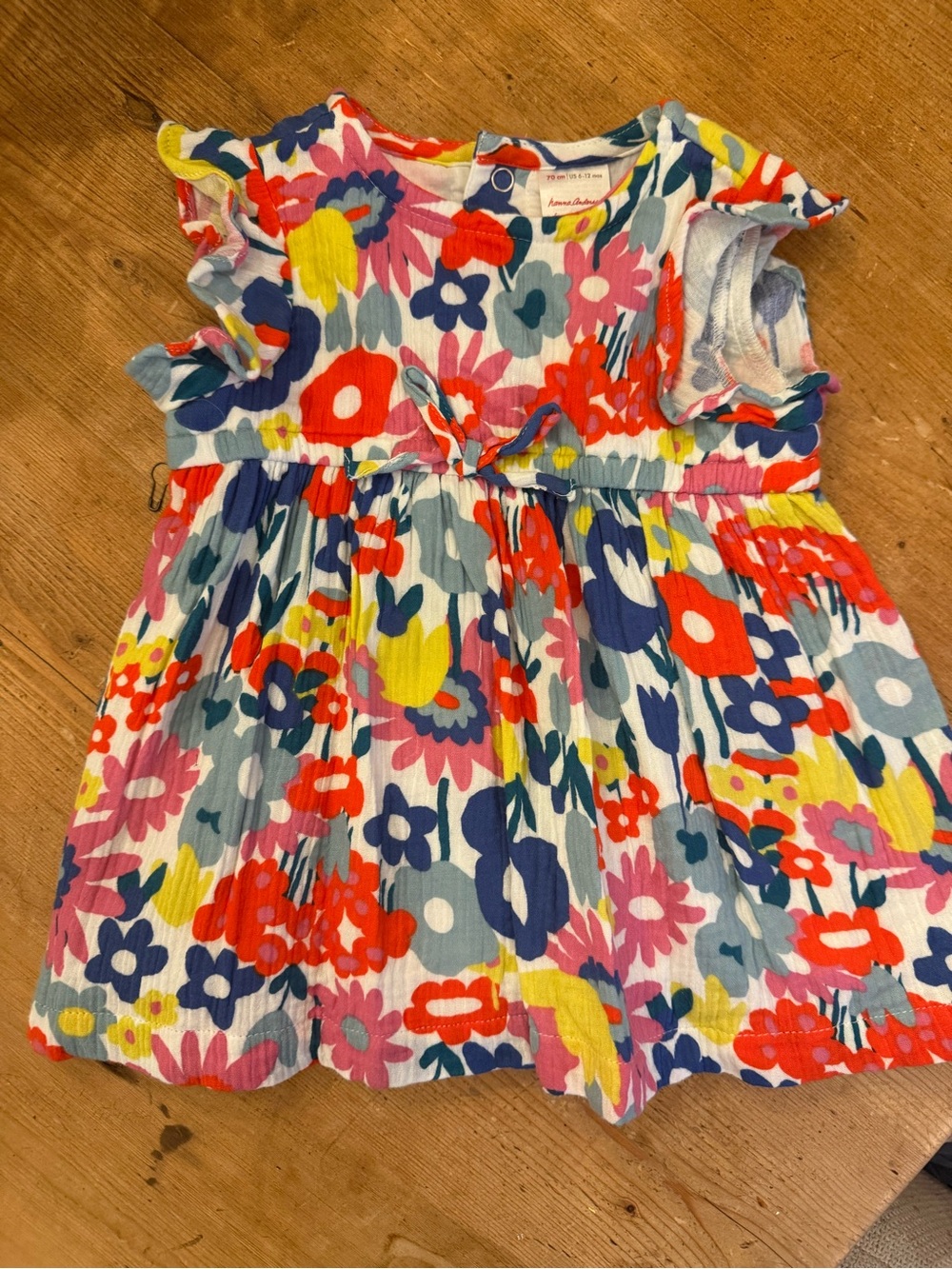 Hanna Andersson Bright Multicolor Floral Flutter-Sleeve Dress